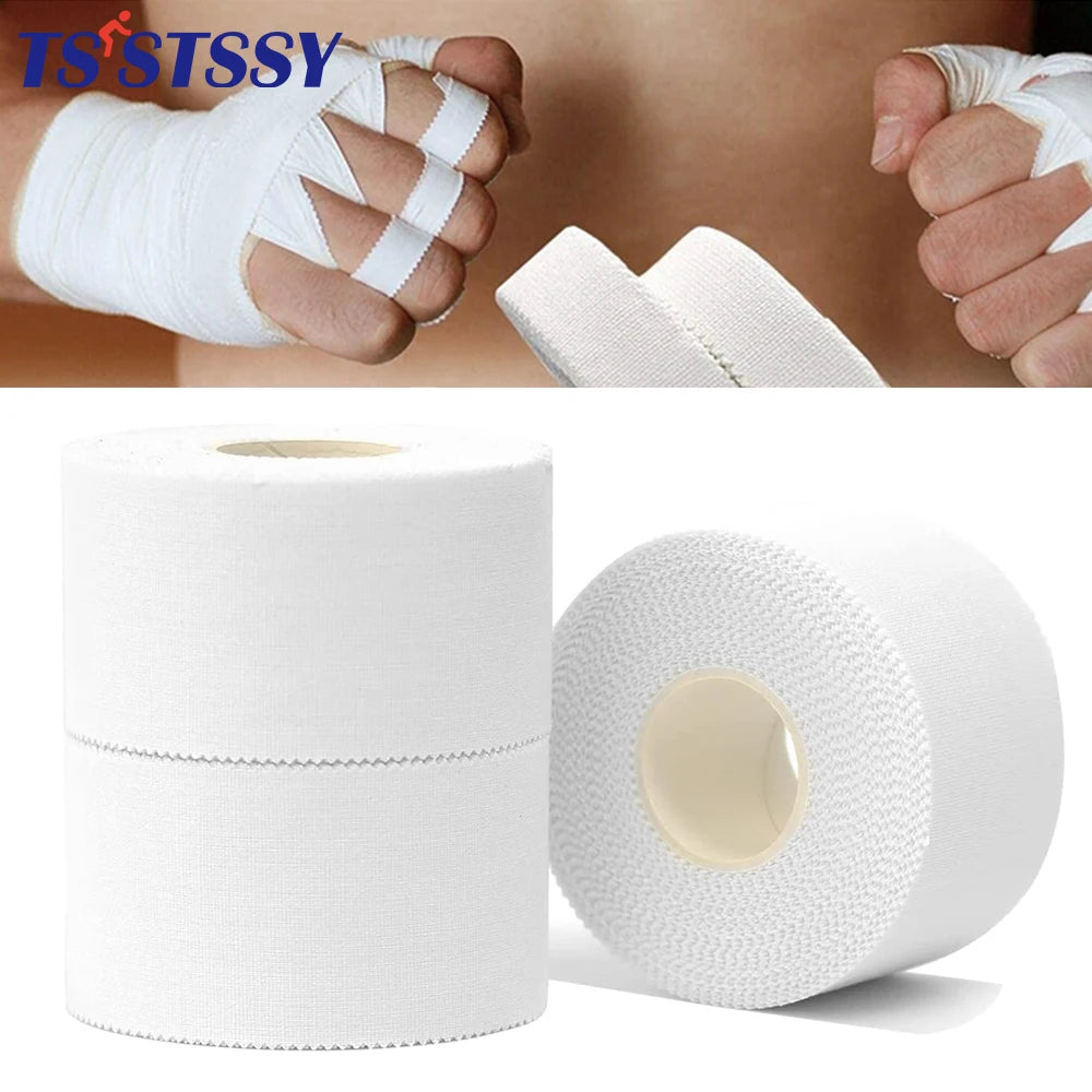 1 Roll Athletic Tape in White Cotton Sports Tape Adhesive Elastic Bandage Knee Wrist Ankles Muscle Support- Easy Tearing