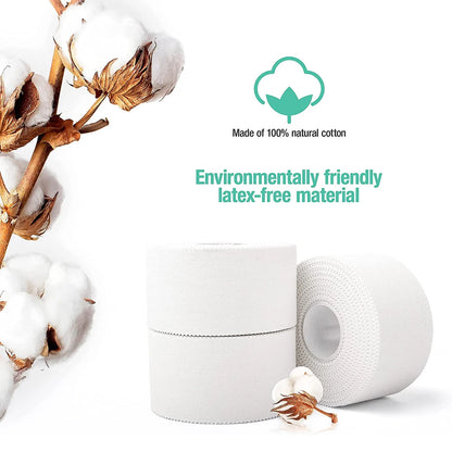 1 Roll Athletic Tape in White Cotton Sports Tape Adhesive Elastic Bandage Knee Wrist Ankles Muscle Support- Easy Tearing