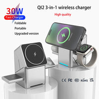 New Qi2 3 in 1 Touch Button Rotating Magnetic Wireless Charger Station